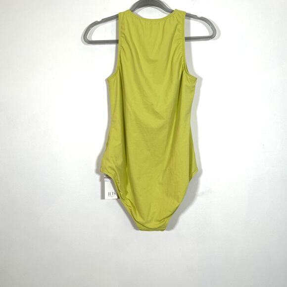 Jets Australia Tie Front Plunge Chartreuse Swimsuit Size USA 12 Fully Lined NWT - Picture 2 of 8